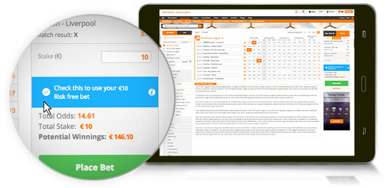 Check In The Blue Box For Risk Free Bet